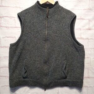 Pendleton Sweater Vest Mens XL Gray Blue Marled Shetland Wool Fleece Lined‎ Zip